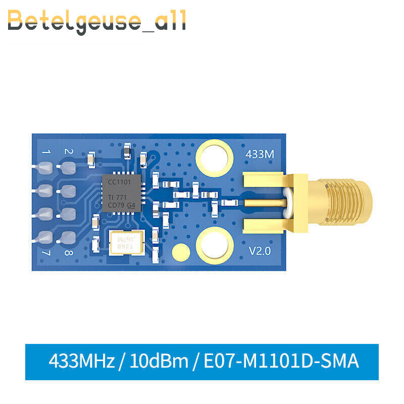 1/5PCS CC1101 SPI 433MHz Range 10 dBm Wireless Transceiver Module SMA EBYTE