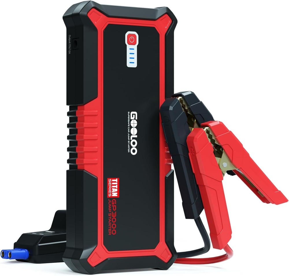 GOOLOO Upgraded GP3000 Jump Starter 3000A Peak Car (Up to 9L Gas Red