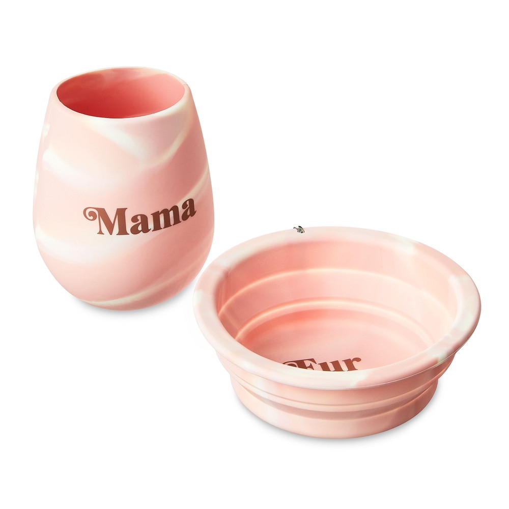 Mother’s Day 2-Piece Gift Set — Silicone Wine Glass & Collapsible Dog Bowl  