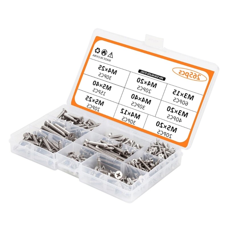 265pcs/set Stainless Steel Self Tapping Screws Collection Screws Repair