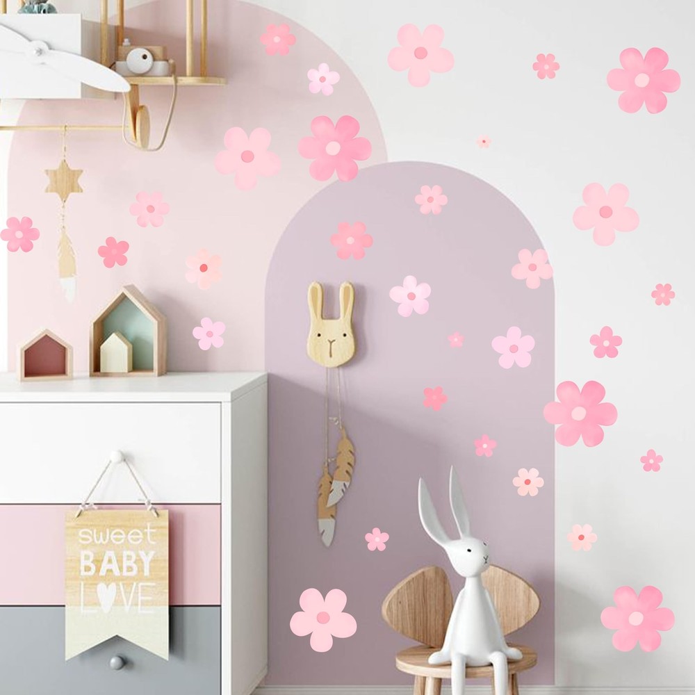 Daisy Wall Decal, Boho Flower Wall Sticker Decor, Suitable for Kids Room, Hom...