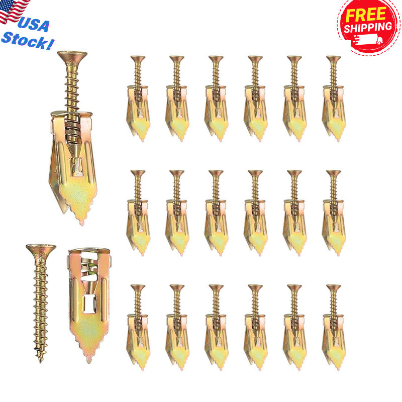 50 Pcs Self Drilling Drywall Anchors with Screws Kit, No Drill Or Holes in Wall