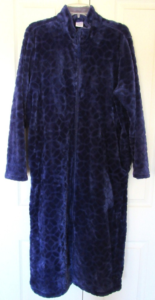 Croft & Barrow Womens Plush Robe / House Coat w/Pockets - Full Zip Size L - VGUC