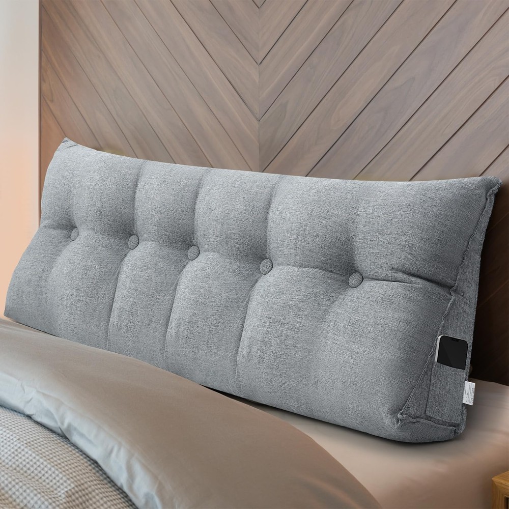 Wedge Pillow Queen Size Triangular Headboard Bed Reading Backrest with Lumbar Support  