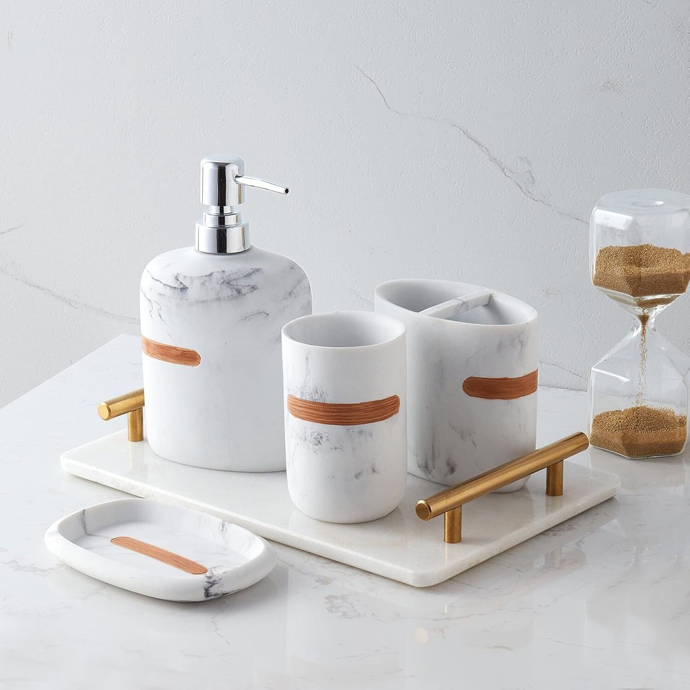 Sweet Home Collection Bathroom Accessories Sets Unique Marble Plaza