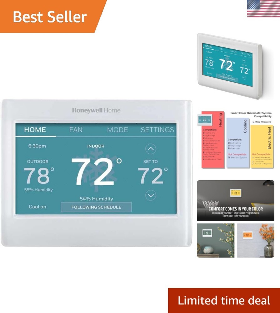 Smart Color Thermostat Energy Star Wi-Fi Programmable Touchscreen Alexa Ready...