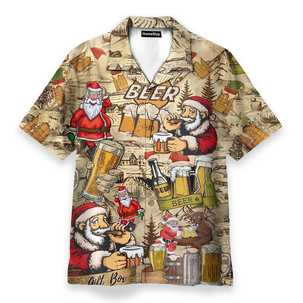 Drinking Beer With Santa Claus   Hawaiian Shirt
