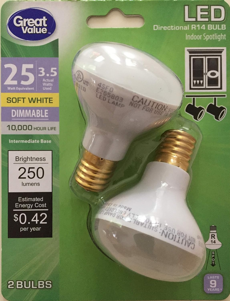 R14 LED Indoor Spotlight Soft White Dimmable E17 Intermediate Base 25 Watt Equiv