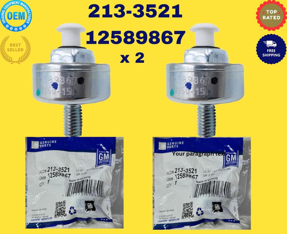 GM 12601822 Chevrolet Cadillac Pontiac GMC knock sensor oem harness not included