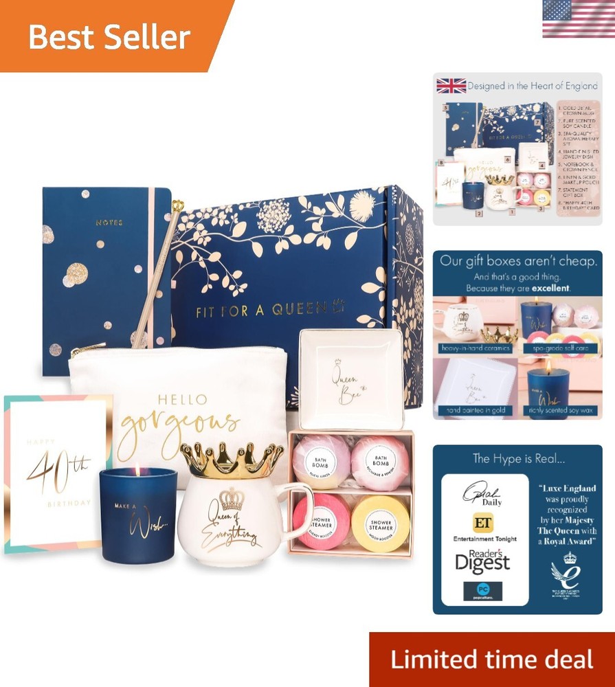 Royal 40th Birthday Gift Basket for Women - Luxury 40th Birthday Gifts for Wo...