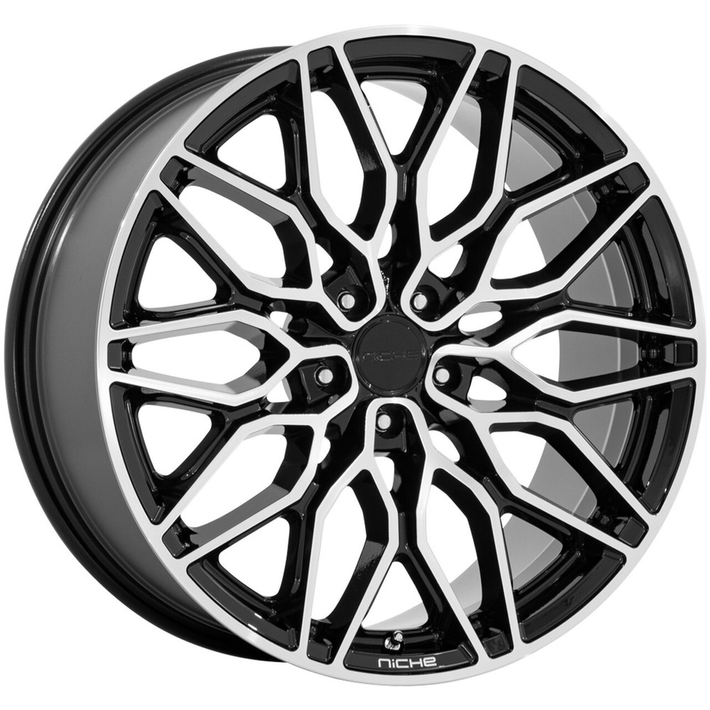 20x9 +35 F, 20x10.5 +40 R, Niche NC277 Calabria 5 5x4.5 Black Wheels (Set of 4)