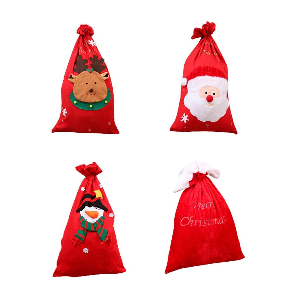 90x60cm Christmas Drawstring Present Bag Decorative Traditional Red Color for