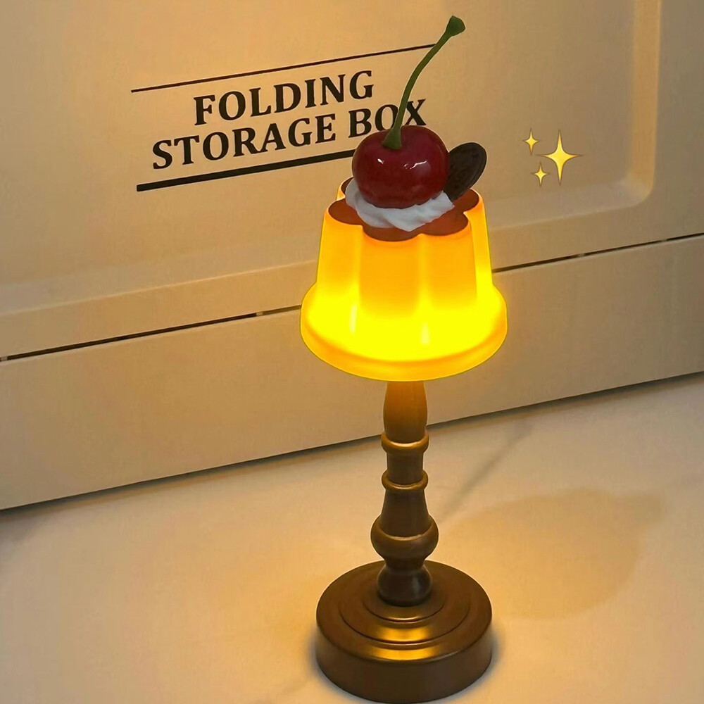 Mini Cute Pudding Night Light Desk Bedside Light LED Desk Lamp Battery Powered
