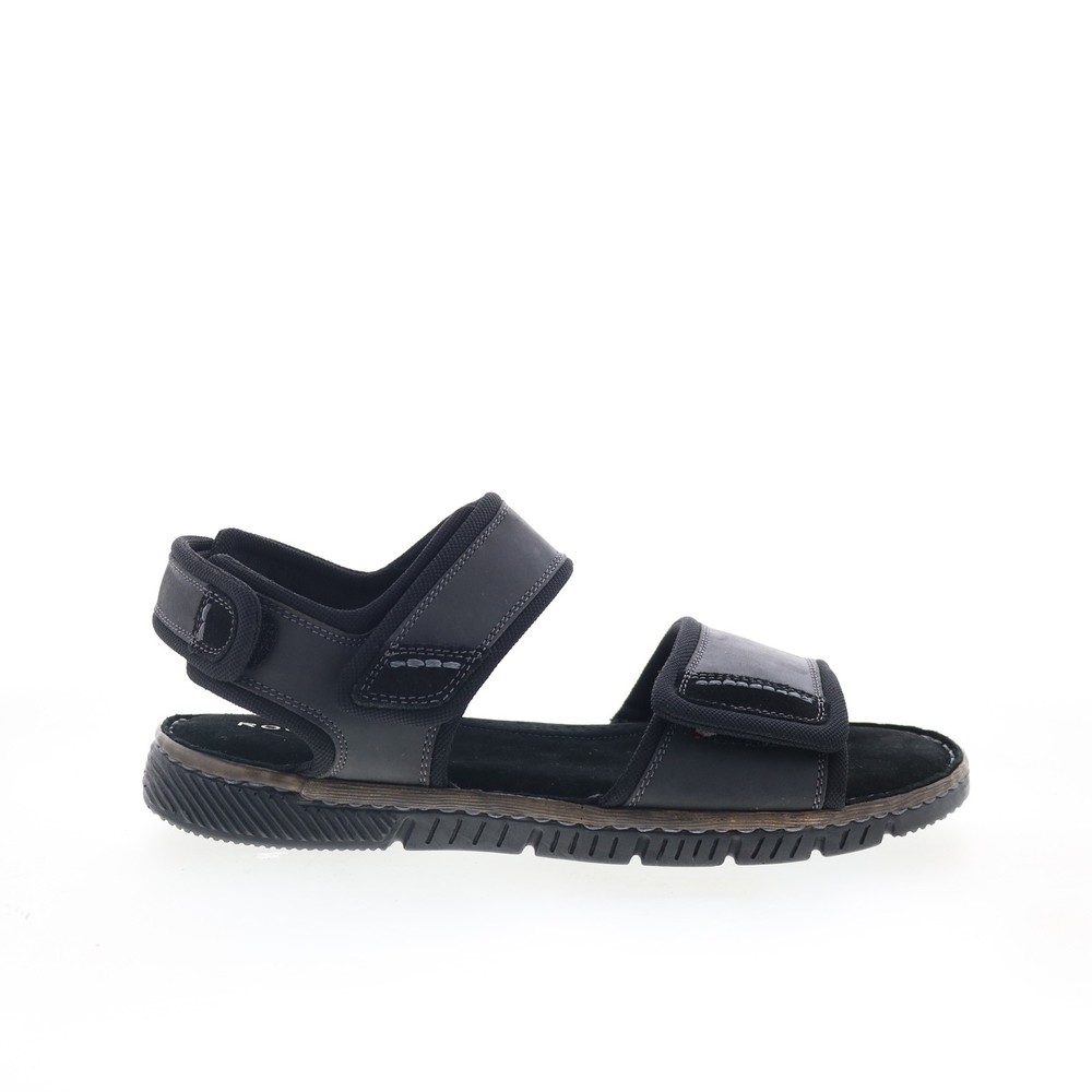 Rockport Jasper Quarter Strap Men's Black Leather Sport Sandals