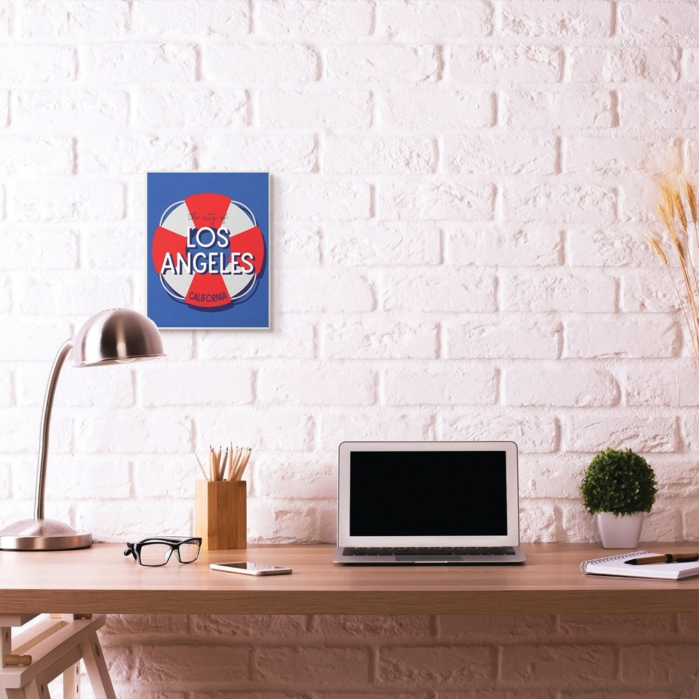 Stupell Los Angeles Beach Coast Ocean Blue Red Word  10 x 15