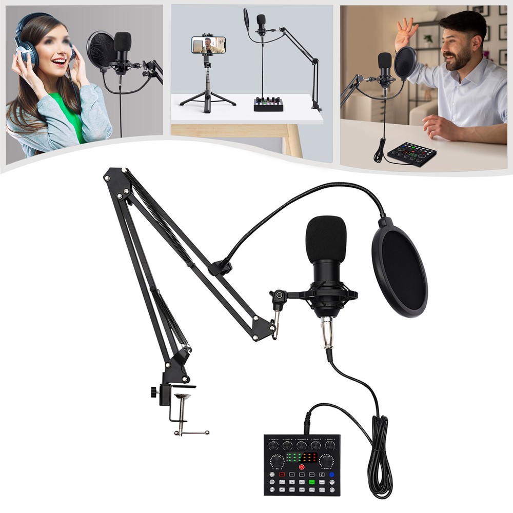 Studio Recording Kit Microphone Set Music Podcast Equipment Mixer Condenser Home