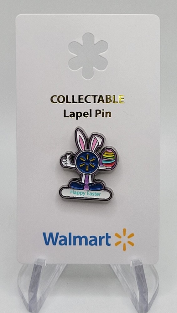 Walmart Limited Metal Lapel Pin –Collectible Happy Easter Bunny Spark Man W/ Egg