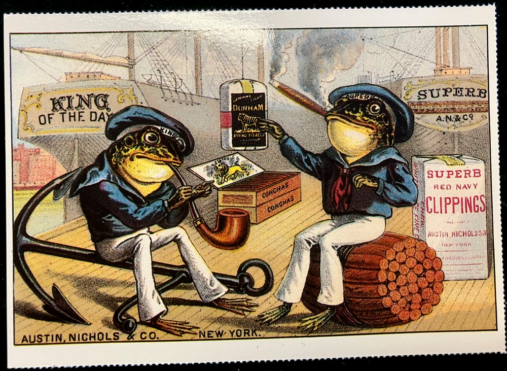 Postcard: Repro vintage ad for Superb pipe tobacco & Conchas and Durham cigars