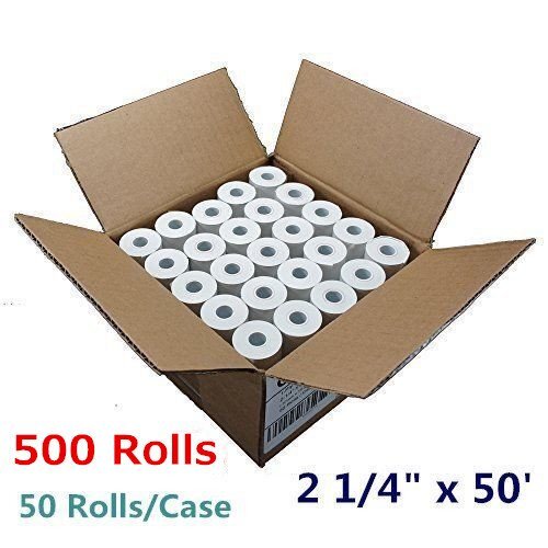 Thermal Paper Rolls 2 1/4 x 50 ft for Nurit 8000 Credit Card Register - 500 Rolls Case-image