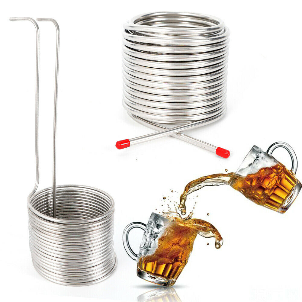 Stainless Steel Wort Chiller Brewing Beer Immersion Homebrew Home Cooling Coil