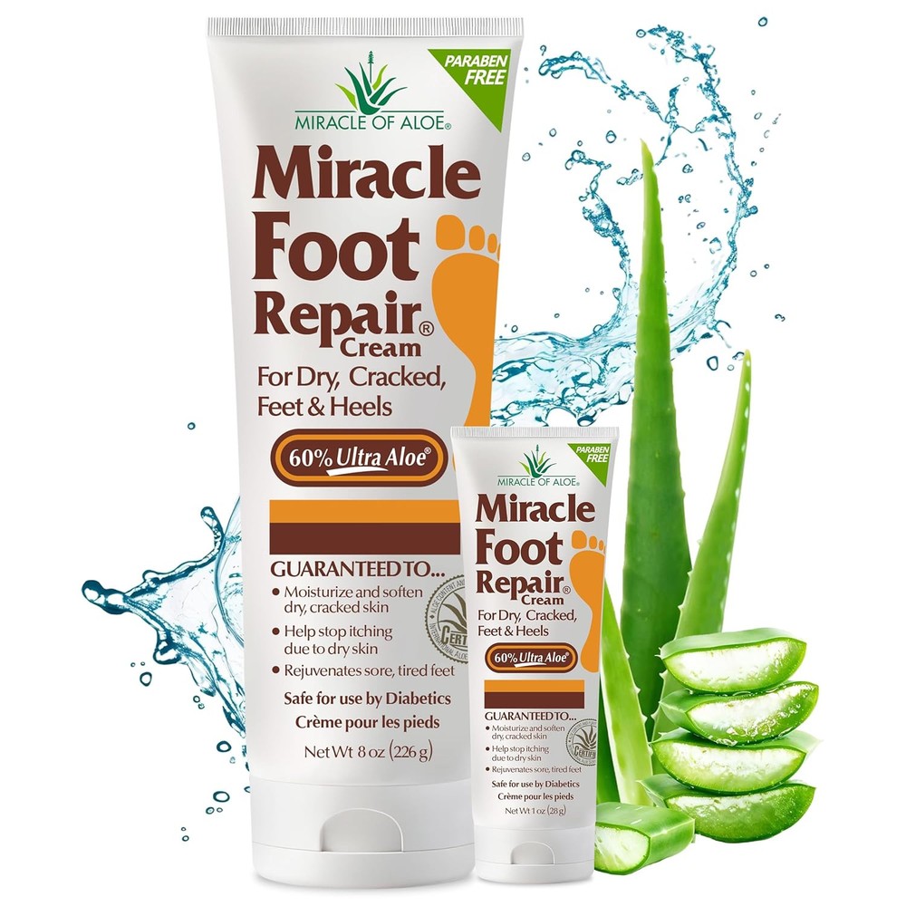 Miracle Foot Repair Cream for Dry Cracked Feet – 8 oz & 1 oz Pack