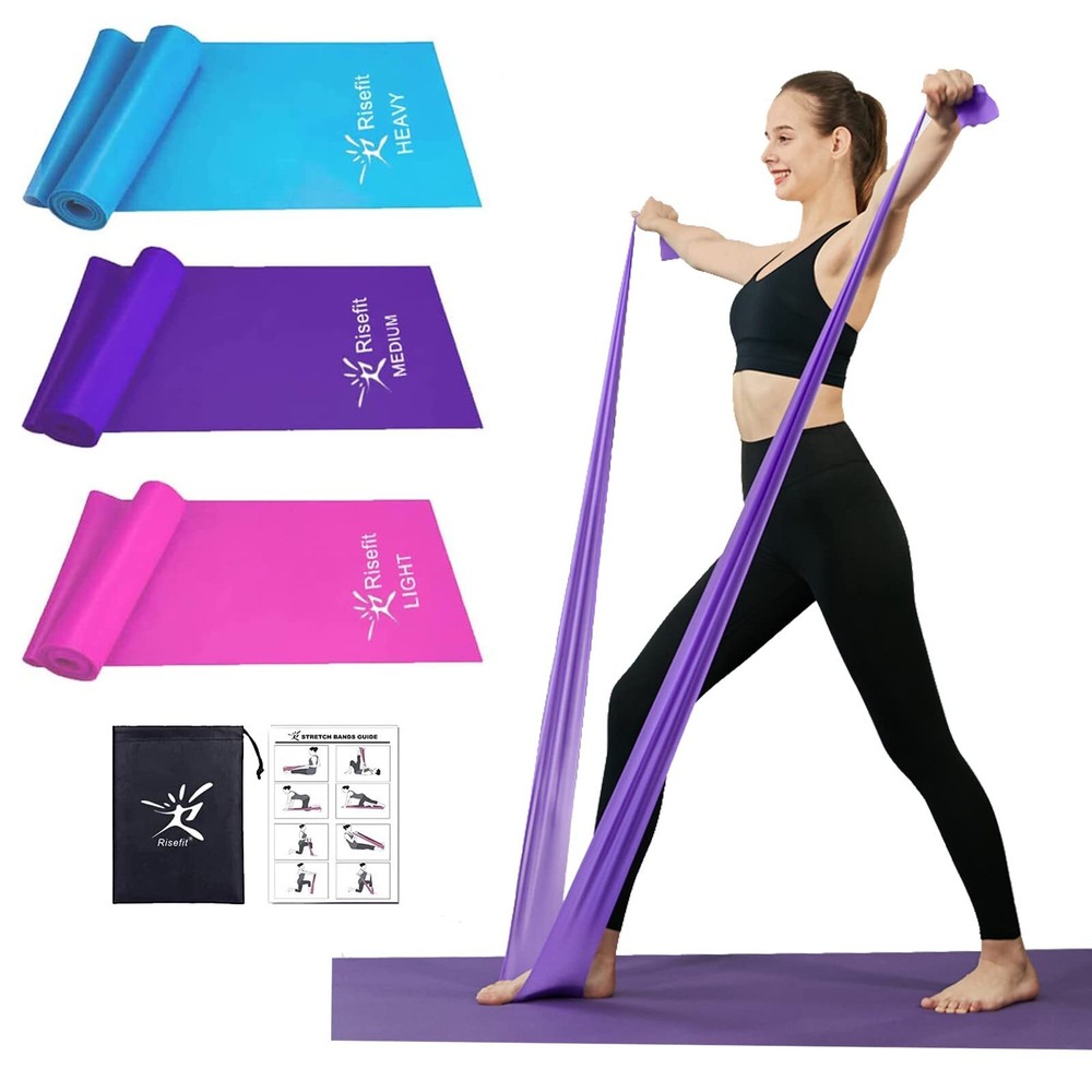 Therapy Flat Resistance Bands Set, Latex Free Flat Elastic Exercise Stretch B...