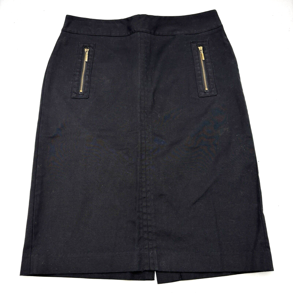 Rafaella Black Mid Rise Zip Pocket Knee Length Stretch Pencil Skirt Size 6 30x23