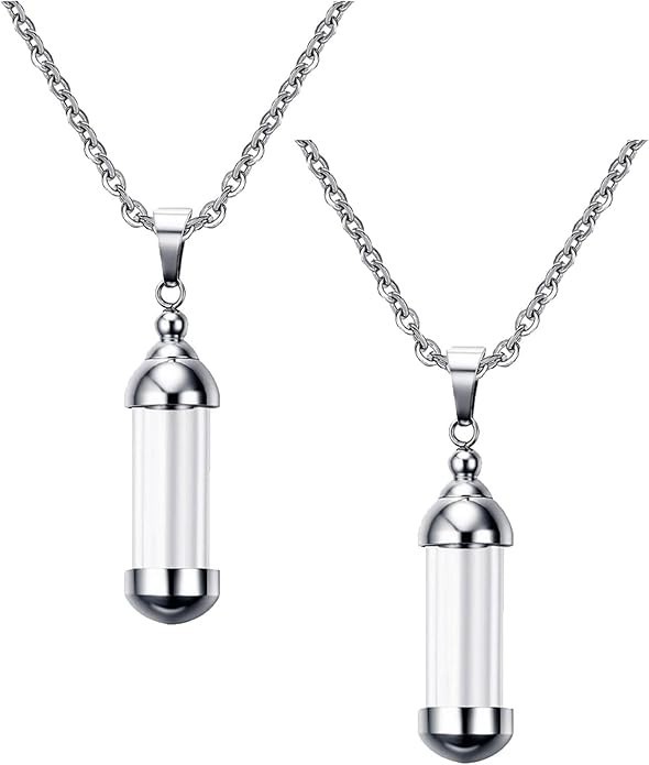 2Pcs Vial Necklace Glass Vials Mini Glass Bottles Necklace Pendants for Jewelry
