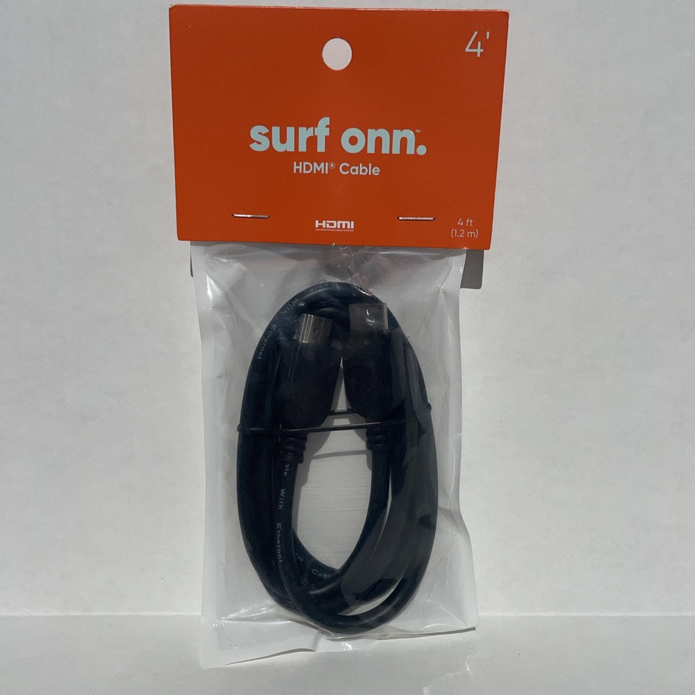 Surf Onn 2.0 HDMI Cable 4ft Black - 4K Ultra HD Support