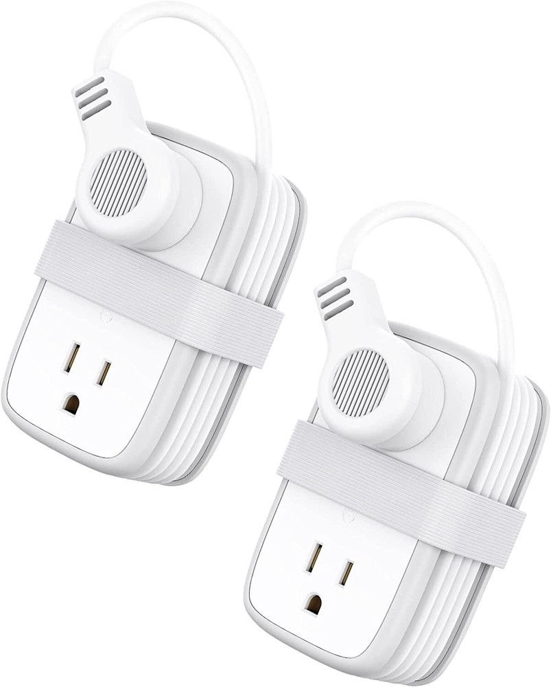 2 PACK Flat Plug Power Strip, 4Ft Extension Cord with 4 Outlets and 3 USB Ports