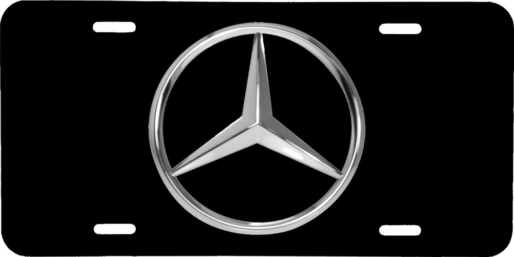 MERCEDES LOGO WITH BLACK BACKGROUND VEHICLE LICENSE PLATE AUTO CAR FRONT TAG