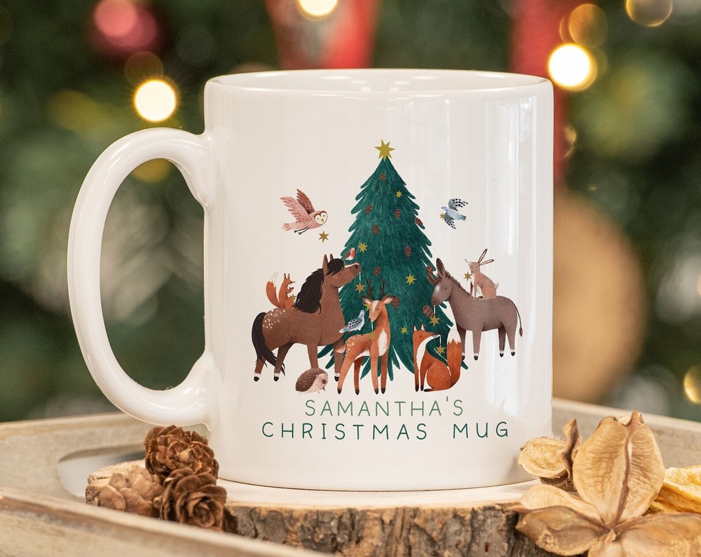 Woodland-Themed Christmas Mug Cute Gift for Kids Holiday Cheer