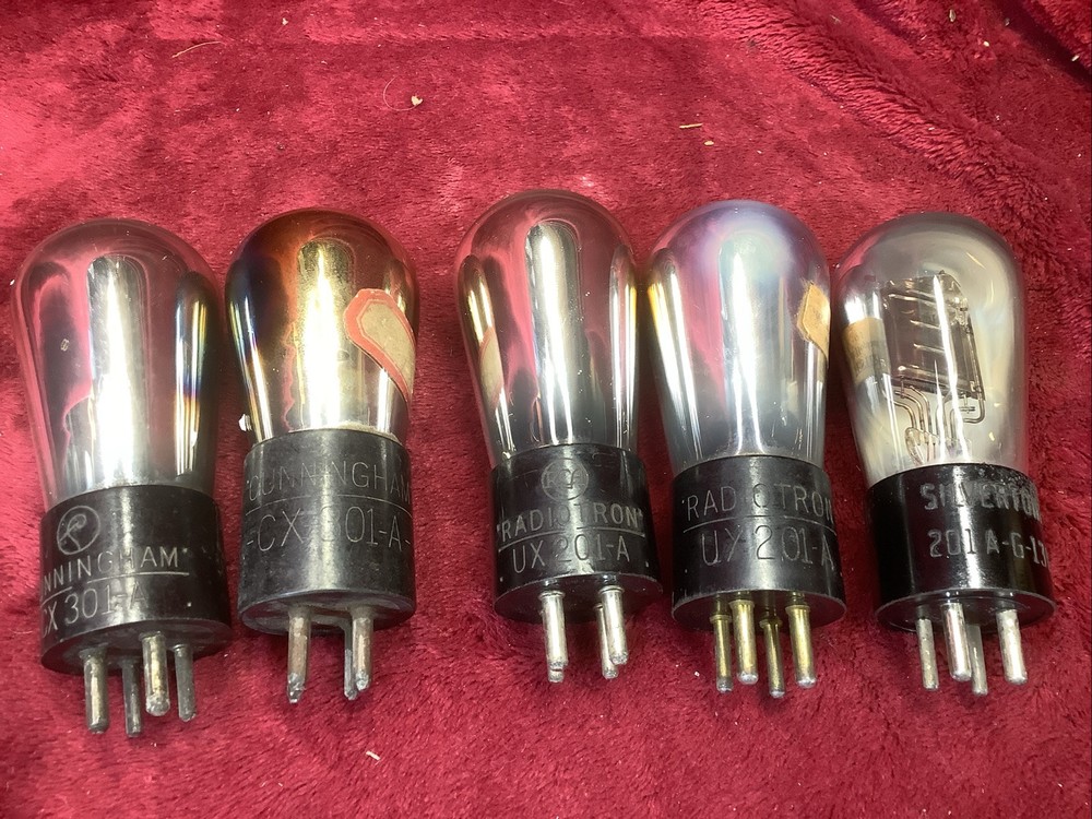 5 CUNNINGHAM GLOBE CX301A RADIO VACUUM TUBES Radiotron UX201A 01A Tubes Gold hue