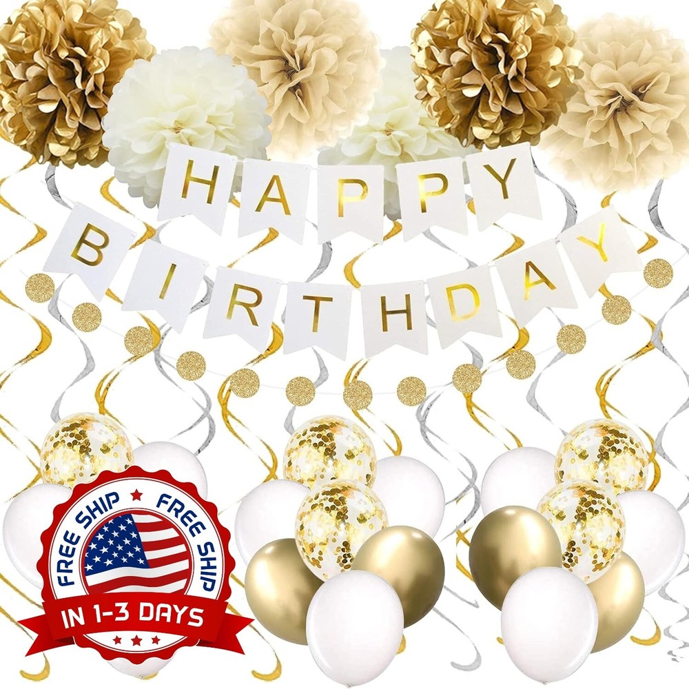 Conjunto De Decoración Para Fiesta De Cumpleaños En Tonos Dorados Y Plateados US