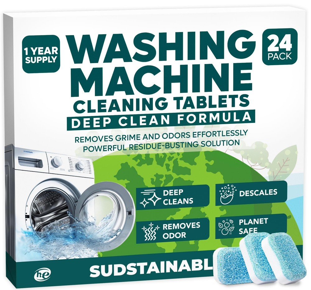 24-Pack Washing Machine Cleaner Tablets for Deep Cleaning & Freshness