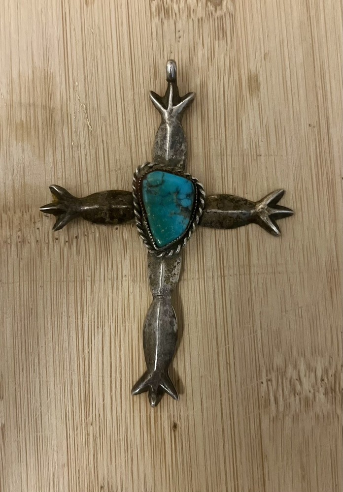 Sterling Silver Navajo Turquoise Cross