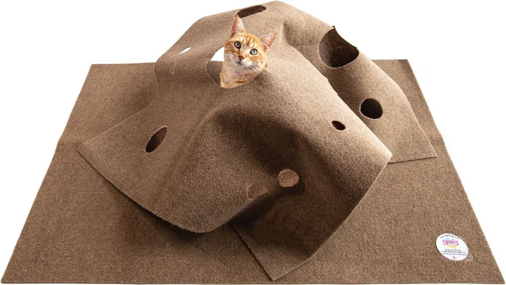 XYLC6 Beige Ripple Rug Interactive Cat Play Mat for Feline Fun  