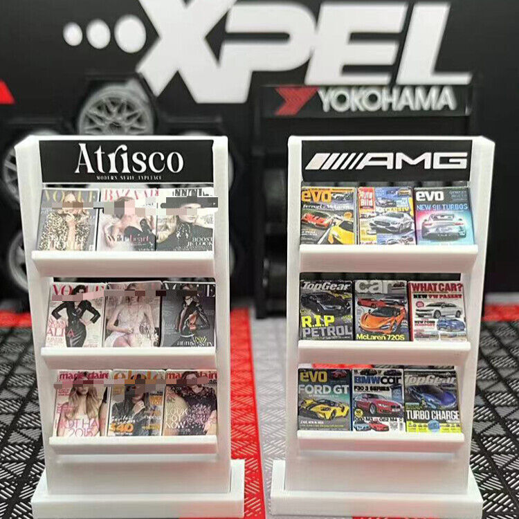 Diorama 1/18 Newspaper Magazine Rack Model Garage Scene Props Model Accessories