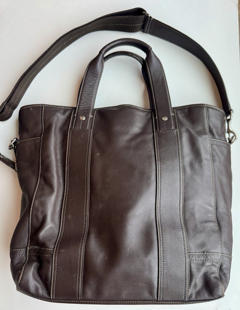 Coach 2Way Brown Leather Work Tote Bag Transatlantic Briefcase Messenger Bag