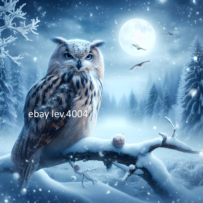 AI Art Cat Night Owl Snow Digital Wallpaper Background Pic-image