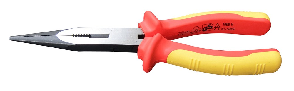 8-Inch Insulated VDE Tested Long Nose Pliers in Chrome Vanadium Steel