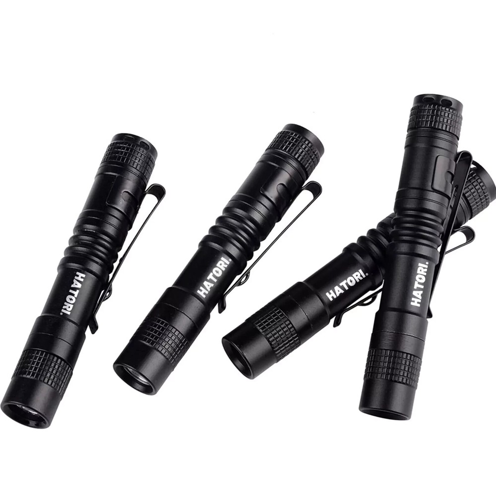 Hatori Mini LED Flashlight Set, Battery-Powered, 4-Pack, Compact & Portable