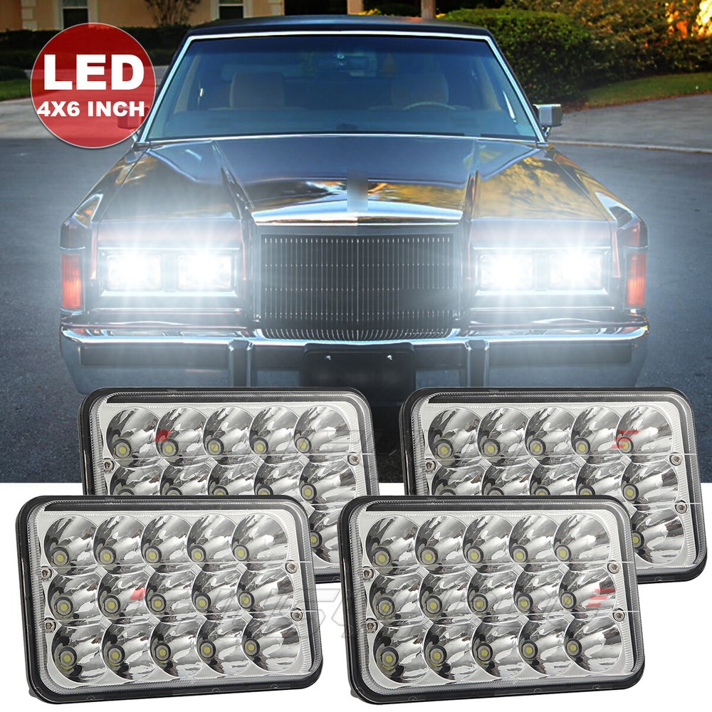 4PCS LED Headlights for 1981-1989 Lincoln Town Car H4656 Hi-Lo Beam  