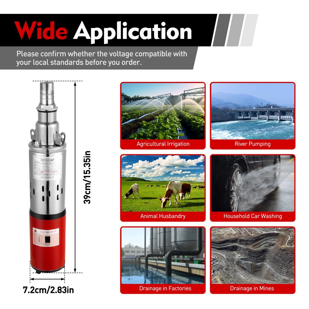 12V DC Submersible Pump Deep Well Water Pump Stainless Steel 12 Volt NEW