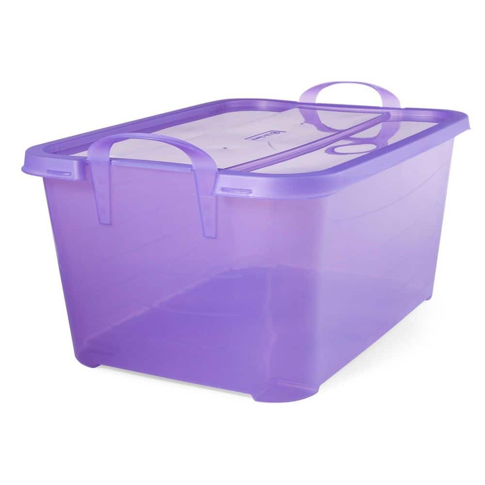 55 Qt Purple Stackable Storage Containers for Closet Organizing - 12-Pack