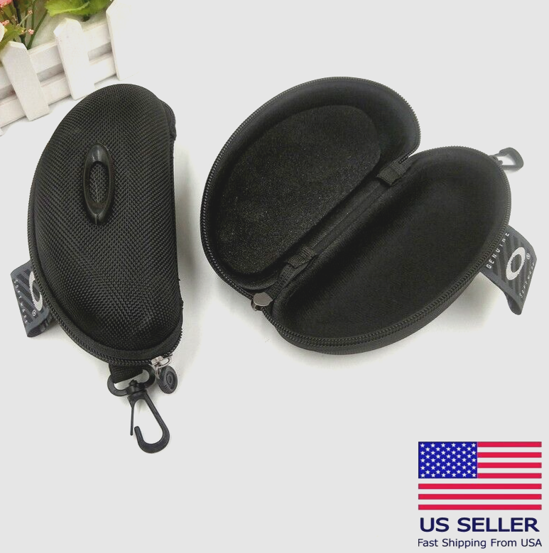 Oakley Sunglasses Eyeglasses Case Soft Vault Zipper Glasses Case with Hook Black