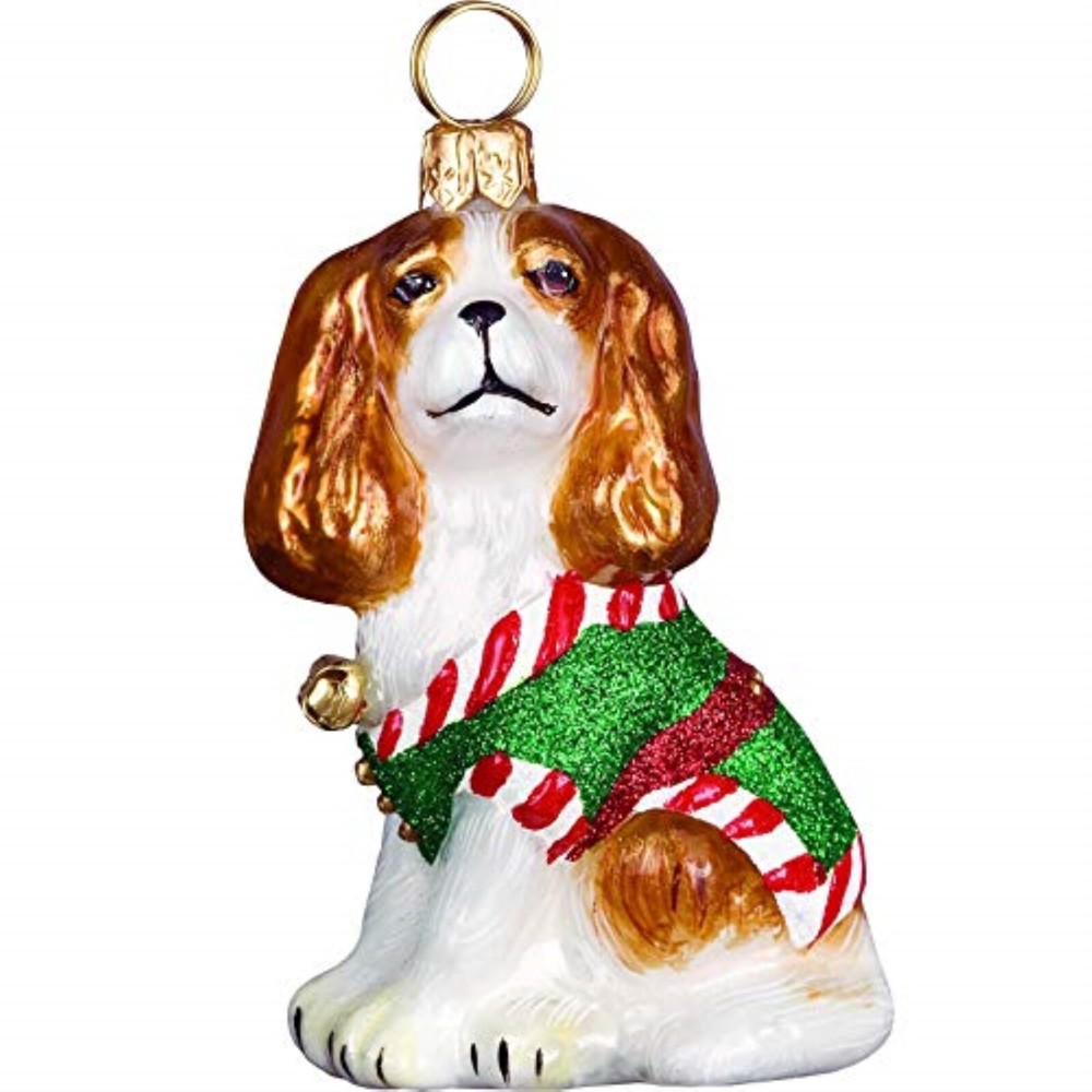 Cavalier King Charles Spaniel Santa's Little Yelper Polish Glass Ornament