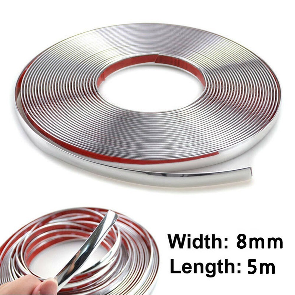 8mm*5m Roll Chrome Auto Car Styling Moulding Strip Trim Self Adhesive Cover Tape