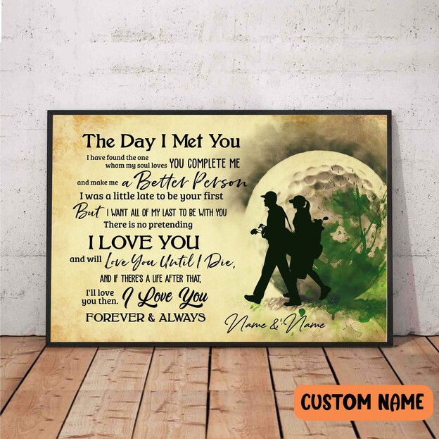 Personalized Golf Poster For Couples Custom Love Letter Golf Gift For Him Her