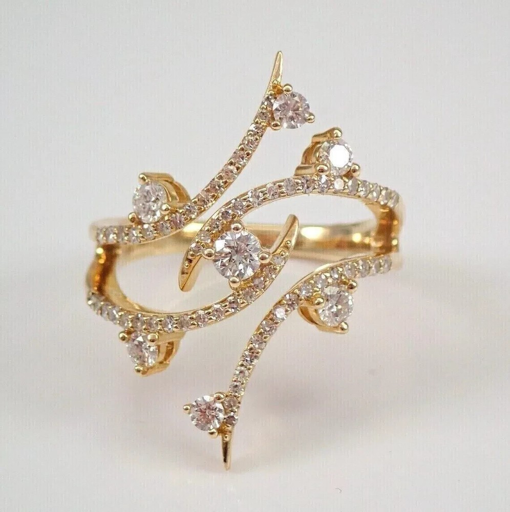 1.8Ct Round Cut Lab Created Diamond Flower Wedding Ring 14K Yellow Gold Plated